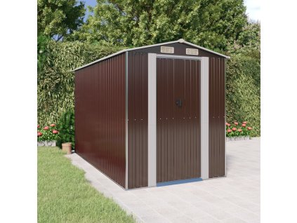 vidaXL Záhradná kôlňa tmavohnedá 192x357x223 cm pozinkovaná oceľ