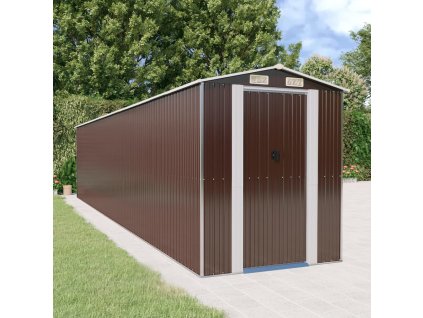 vidaXL Záhradná kôlňa tmavohnedá 192x938x223 cm pozinkovaná oceľ