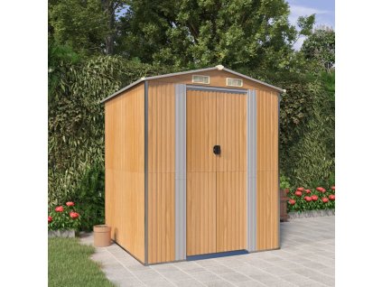 vidaXL Záhradná kôlňa bledohnedá 192x191x223 cm pozinkovaná oceľ