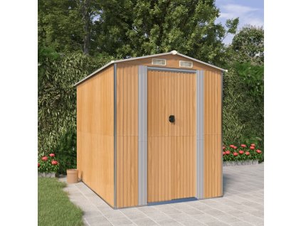 vidaXL Záhradná kôlňa bledohnedá 192x274x223 cm pozinkovaná oceľ