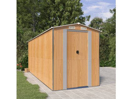 vidaXL Záhradná kôlňa bledohnedá 192x523x223 cm pozinkovaná oceľ