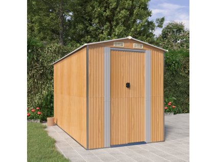 vidaXL Záhradná kôlňa bledohnedá 192x357x223 cm pozinkovaná oceľ