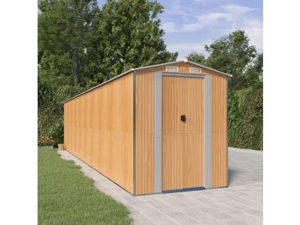 vidaXL Záhradná kôlňa bledohnedá 192x855x223 cm pozinkovaná oceľ