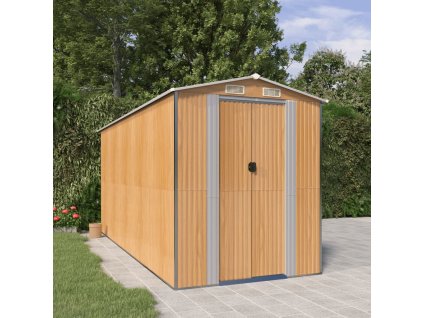 vidaXL Záhradná kôlňa bledohnedá 192x440x223 cm pozinkovaná oceľ