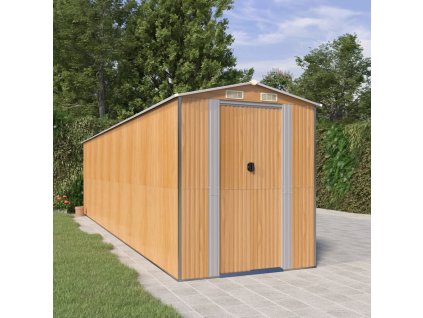 vidaXL Záhradná kôlňa bledohnedá 192x772x223 cm pozinkovaná oceľ