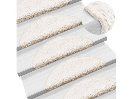 vidaXL Kobercové nášľapy na schody 15 ks biele 56x17x3 cm