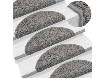 vidaXL Kobercové nášľapy na schody 15 ks sivé 56x17x3 cm