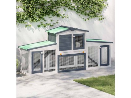 vidaXL Veľká vonkajšia králikáreň, sivo biela 201x45x85 cm, drevo