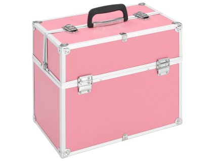 vidaXL Kufrík na make-up ružový 38x23x34 cm hliníkový