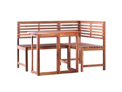 vidaXL Balkónový stôl a rohová lavica 2 kusy, masívne akáciové drevo