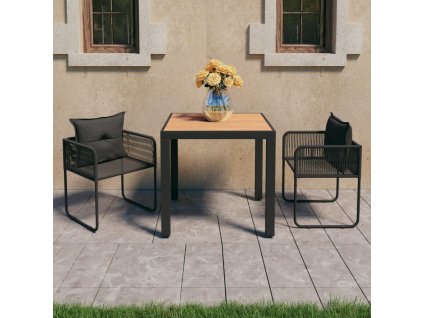 vidaXL 3-dielna záhradná jedálenská súprava PVC ratan čierna a hnedá