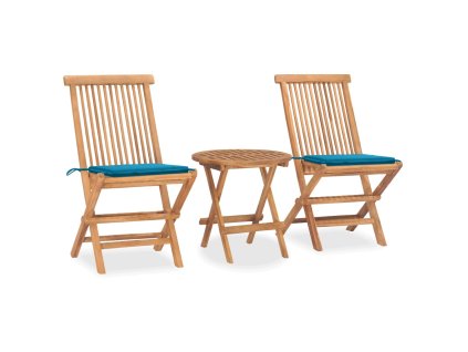 vidaXL 3-dielna skladacia vonkajšia jedálenská súprava+podložky, tík