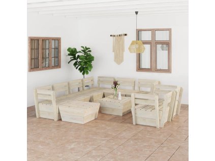 vidaXL 10-dielna záhradná súprava z paliet, impregnovaný smrek