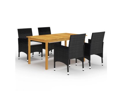 vidaXL 5-dielna záhradná jedálenská súprava čierna