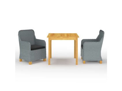 vidaXL 3-dielna záhradná jedálenská súprava bledosivá