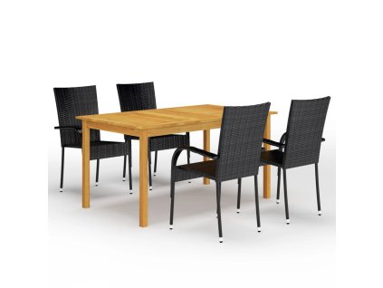 vidaXL 5-dielna záhradná jedálenská súprava čierna