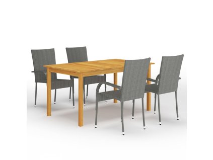 vidaXL 5-dielna záhradná jedálenská súprava sivá