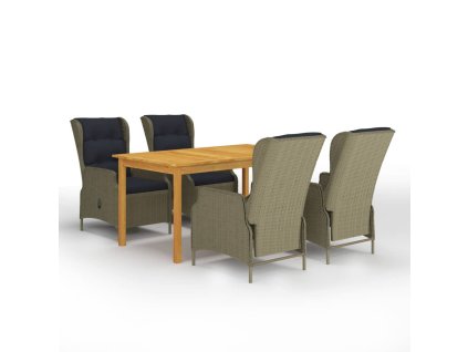 vidaXL 5-dielna záhradná jedálenská súprava hnedá