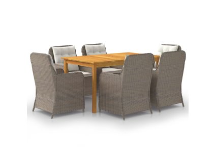 vidaXL 7-dielna záhradná jedálenská súprava hnedá