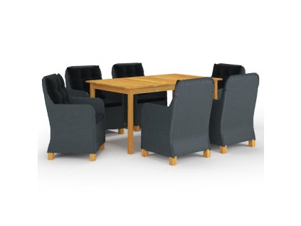 vidaXL 7-dielna záhradná jedálenská súprava tmavosivá