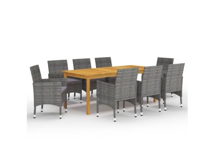 vidaXL 9-dielna záhradná jedálenská súprava sivá