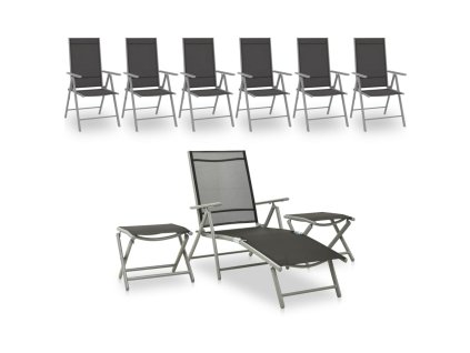 vidaXL 9-dielna záhradná sedacia súprava čierna a strieborná