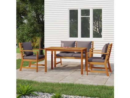 vidaXL 4-dielna záhradná jedálenská súprava s vankúšmi akáciový masív
