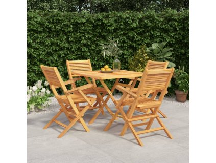 vidalXL 5-dielna záhradná jedálenská súprava tíkový masív