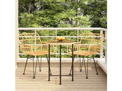 vidaXL 3-dielna záhradná jedálenská súprava z polyratanu