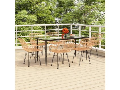 vidaXL 7-dielna záhradná jedálenská súprava polyratan