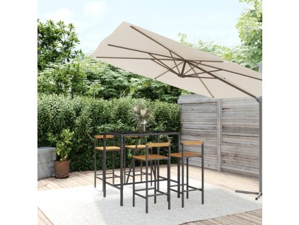 vidaXL 5-dielna záhr. barová súprava čierna polyratan a masívna akácia