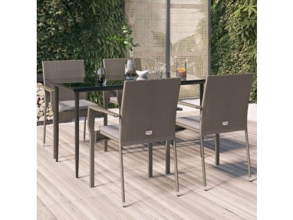 vidaXL 5-dielna záhradná jedálenská sada vankúše čierno-sivá polyratan