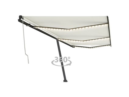 vidaXL Automatická markíza, LED a senzor vetra 600x350 cm, krémová
