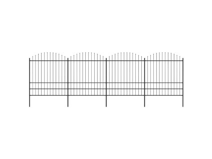 vidaXL Záhradný plot s hrotmi, oceľ (1,75-2)x6,8 m, čierny