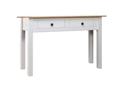 vidaXL Konzolový stôl,biely 110x40x72cm, borovicový masív Panama Range