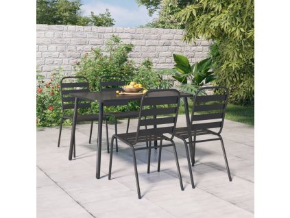 vidaXL 5-dielna záhradná jedálenská súprava oceľová antracitová