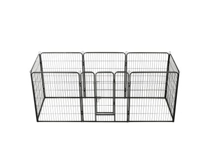 vidaXL Oceľová ohrádka pre psov s 8 panelmi 80x100 cm čierna
