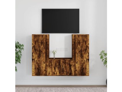 vidaXL 3-dielna súprava TV skriniek dymový dub spracované drevo