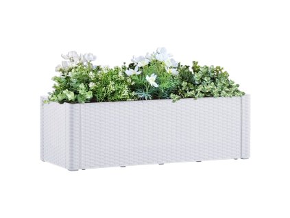 vidaXL Samozavlažovací vyvýšený záhradný záhon biely 100x43x33 cm