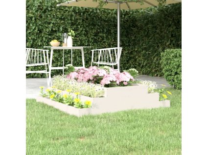 vidaXL Kvetináč biely 110x110x27 cm borovicový masív