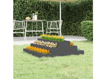 vidaXL Kvetináč sivý 80x80x27 cm borovicový masív