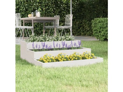 vidaXL Kvetináč biely 78x78x27 cm borovicový masív