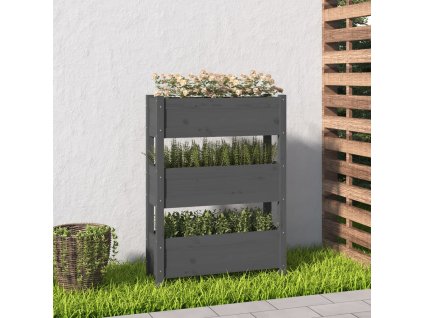 vidaXL Kvetináč sivý 77x25x104,5 cm borovicový masív