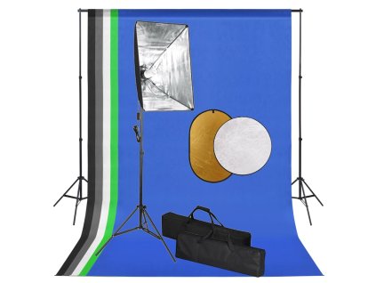 vidaXL Fotografické vybavenie so softboxami, pozadím a reflektorom