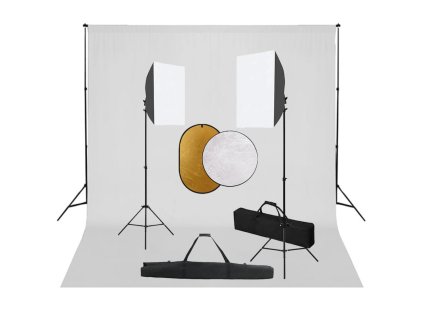 vidaXL Fotografické vybavenie so softboxami, pozadím a reflektorom