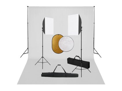 vidaXL Fotografické vybavenie so softboxami, pozadím a reflektorom