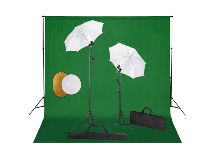 vidaXL Fotografické vybavenie s lampami, dáždnikmi, pozadím a reflektorom