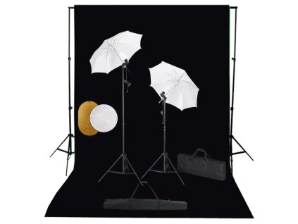 vidaXL Fotografické vybavenie s lampami, dáždnikmi, pozadím a reflektorom
