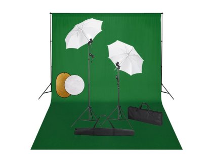 vidaXL Fotografické vybavenie s lampami, dáždnikmi, pozadím a reflektorom