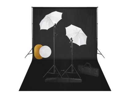 vidaXL Fotografické vybavenie s lampami, dáždnikmi, pozadím a reflektorom